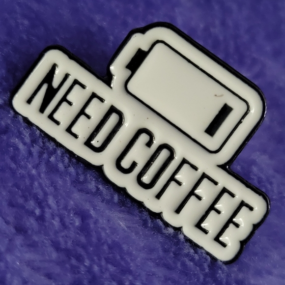 Need Coffee Low Battery Enamel Pin - Picture 5 of 10